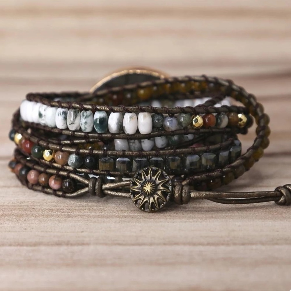 Labradorite Stone Wrap Around Bracelet Natural Gemstone Meditation & Healing - Picture 2 of 2